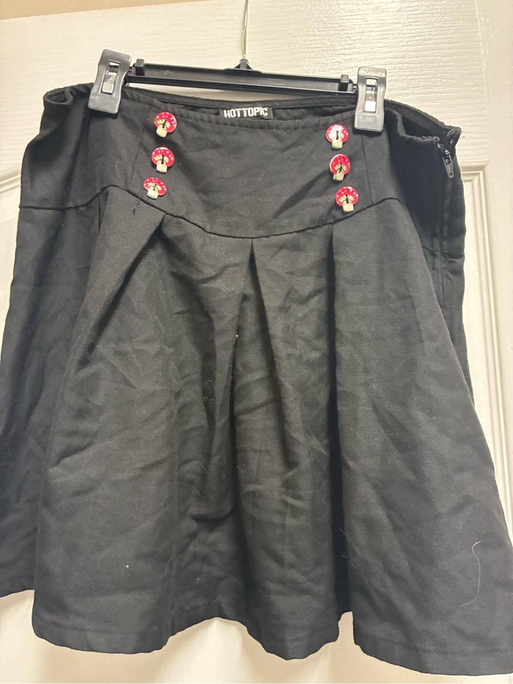 Hot Topic Black Skater Skirt with mushroom  Buttons